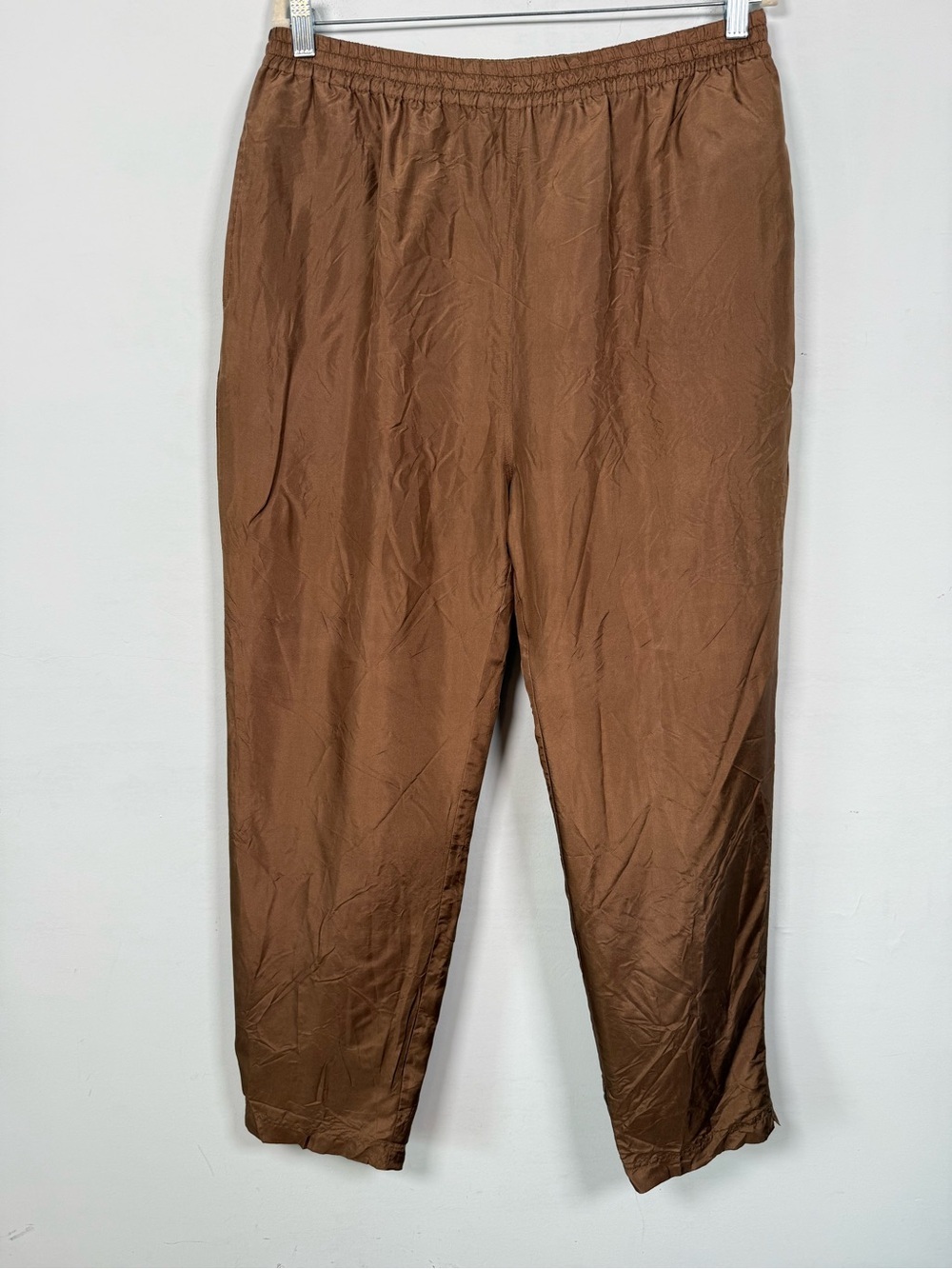 Vintage Mureli 100% Silk Track Pants Brown Size L, Great Condition